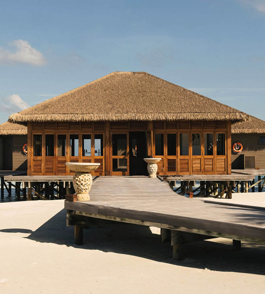 synthetic thatch roofs on villas