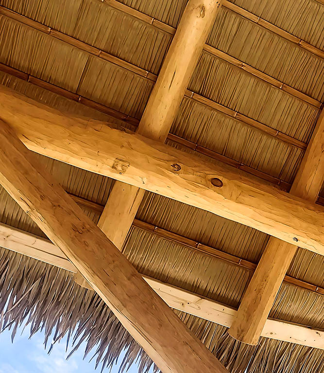 palapa moderna construida con cana sintetica NIPA