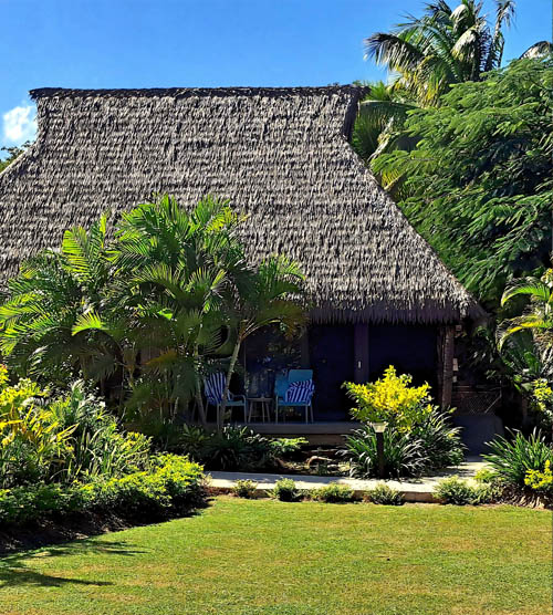 luxury villa with synthetic palm thatch roof Jamaica